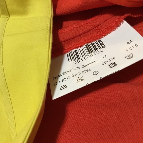 Piazza Sempione Audrey Pants Cropped Italy RARE YELLOW & CORAL Size US 8  IT 44 - Picture 13 of 14